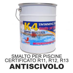 SMALTO PISCINE K4 KG.12 CERTIFICATO ANTISCIVOLO R11, R12, R13